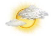 Mostly cloudy